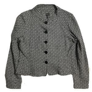 Nicole By Miller Women Blouse Jacket Size M (12) Black Geometric Button Collared